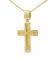 Baikalla Jewelry 14K Pure Yellow Gold Pendant Copy of Sterling Silver Gold Plated Cross Moissanite Charm Necklace