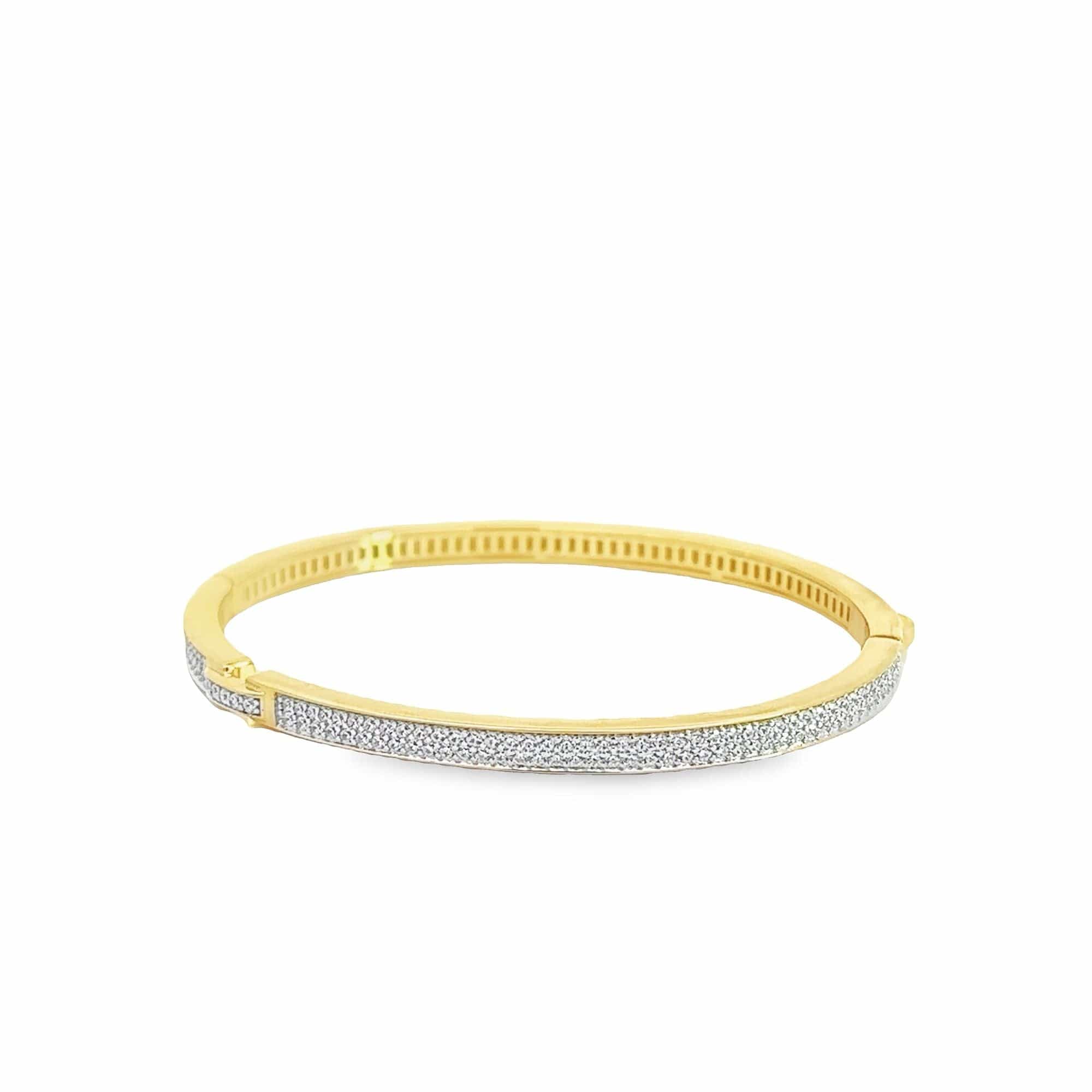 Baikalla Jewelry Gold Bangle Bracelet 6 Sterling Silver Gold Plated CZ Oval Bangle Bracelet