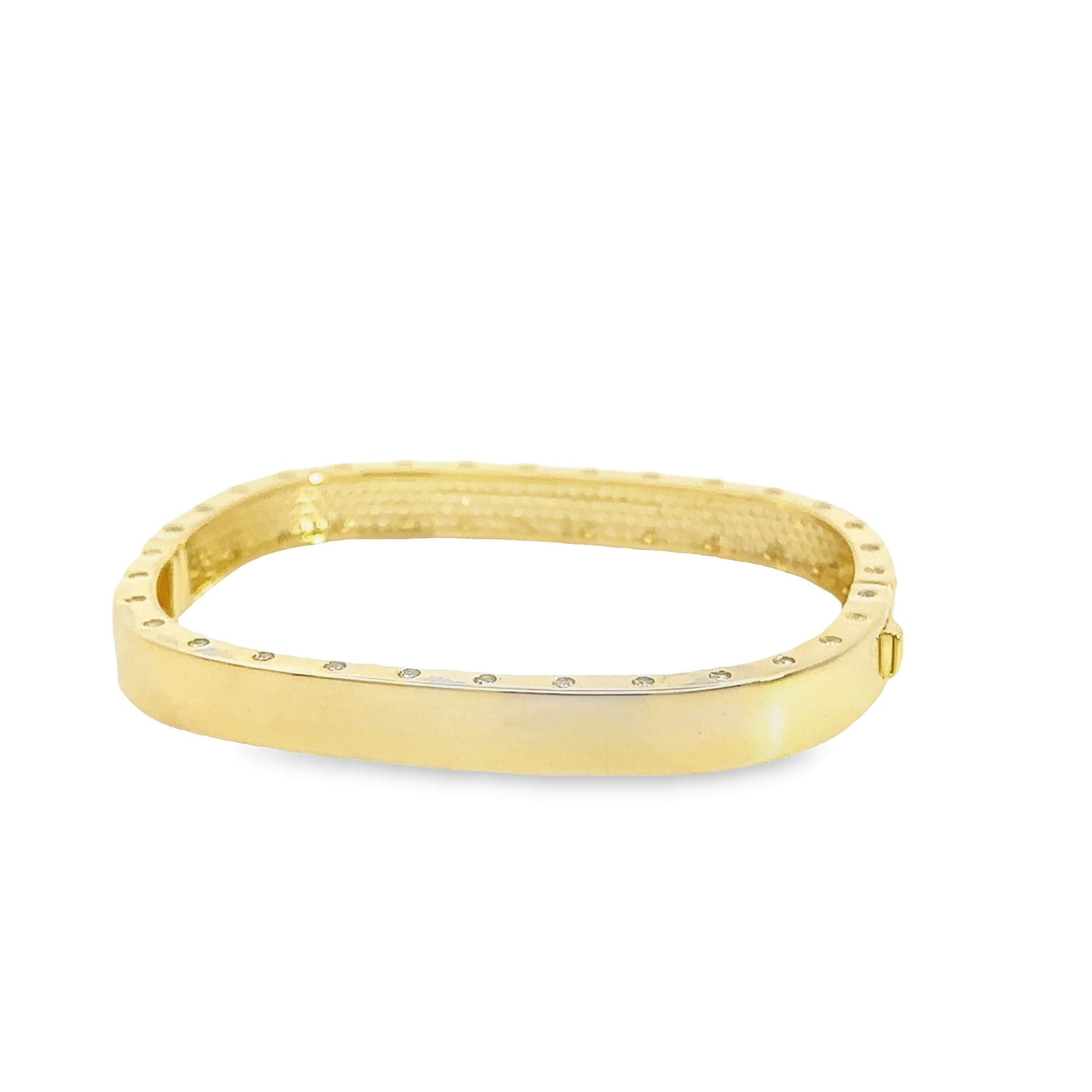 Baikalla Jewelry Gold Bangle Bracelet Sterling Silver Gold Plated CZ Square Bangle Bracelet