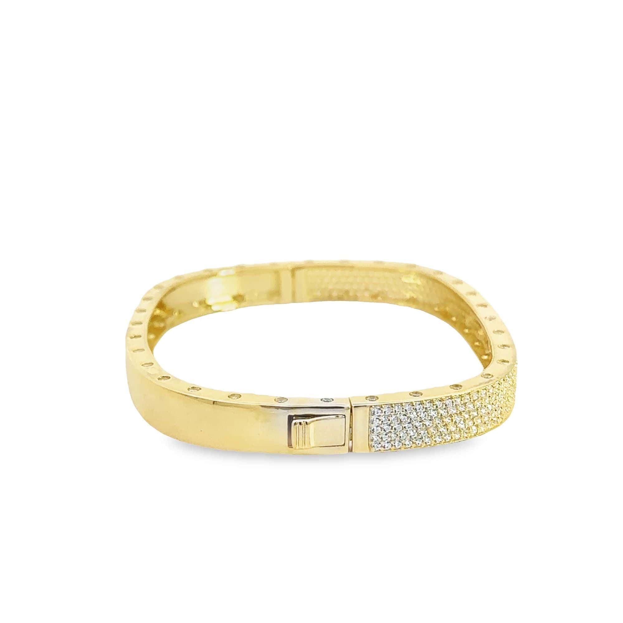 Baikalla Jewelry Gold Bangle Bracelet Sterling Silver Gold Plated CZ Square Bangle Bracelet