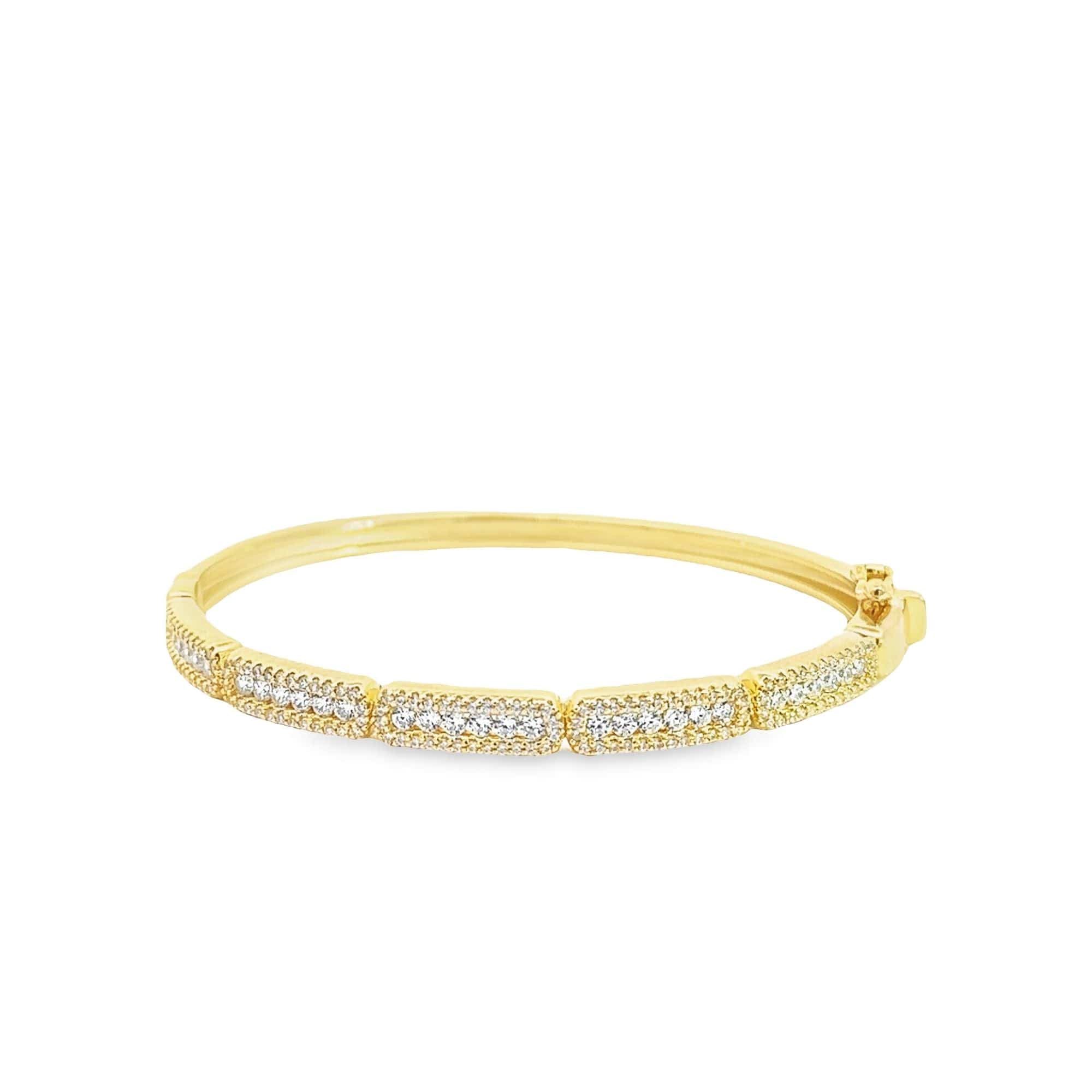 Baikalla Jewelry Gold Bangle Bracelet Sterling Silver Gold Plated CZ Oval Bangle Bracelet