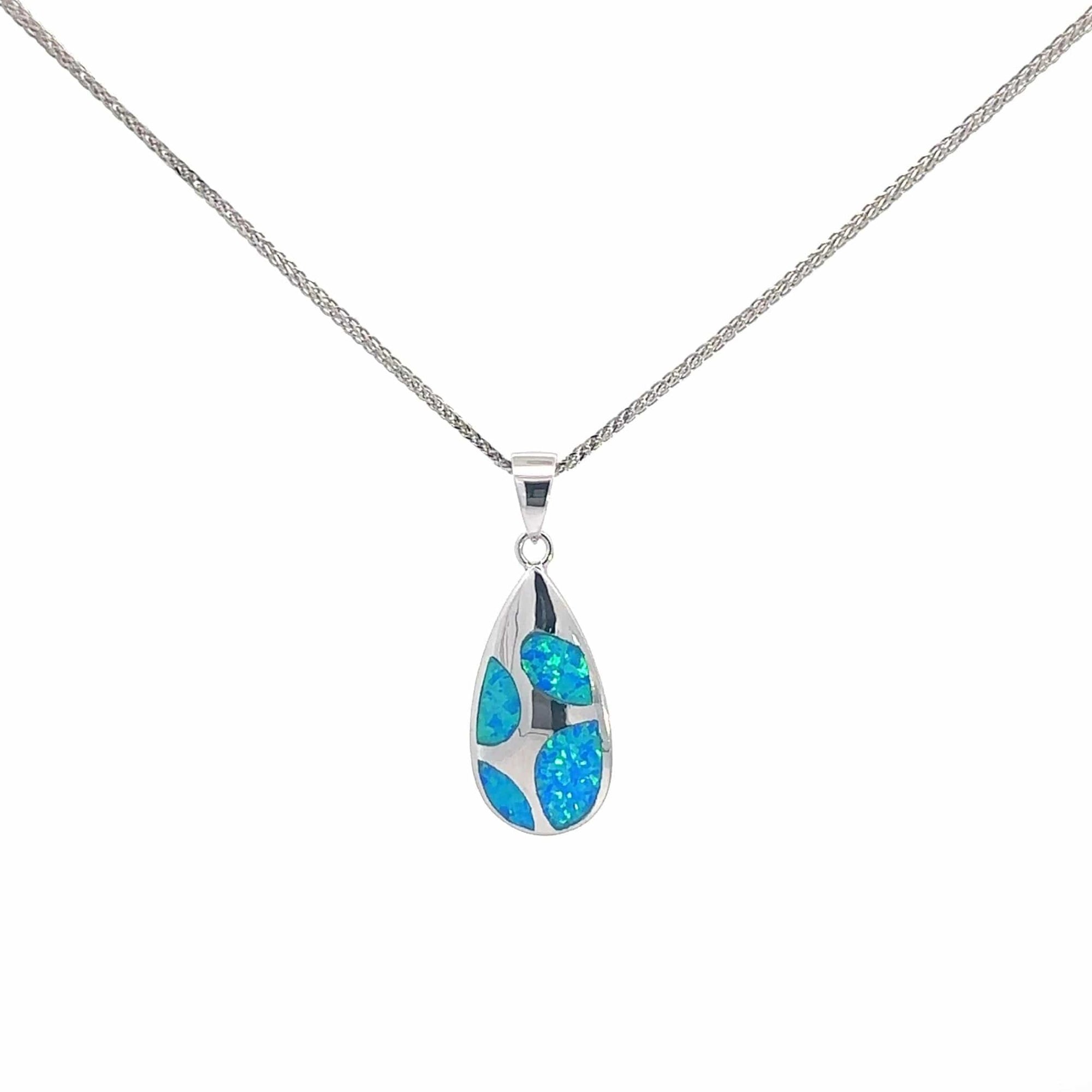 Baikalla Jewelry Gemstone Pendant Necklace Baikalla Sterling Silver Lab-Made Opal Bezel Pendant Necklace