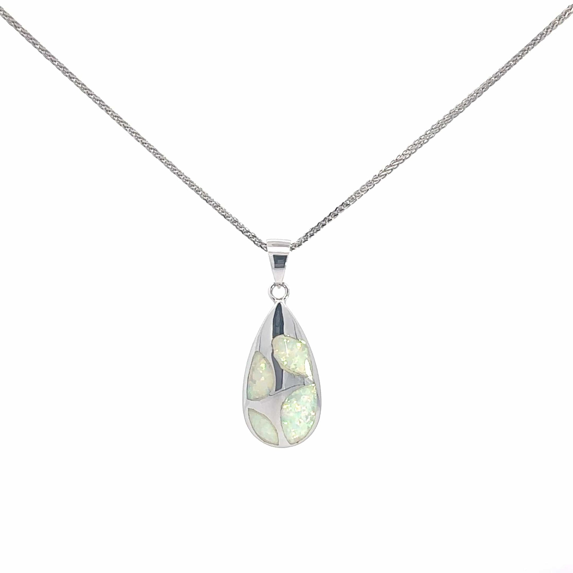 Baikalla Jewelry Gemstone Pendant Necklace Baikalla Sterling Silver Lab-Made Opal Bezel Pendant Necklace