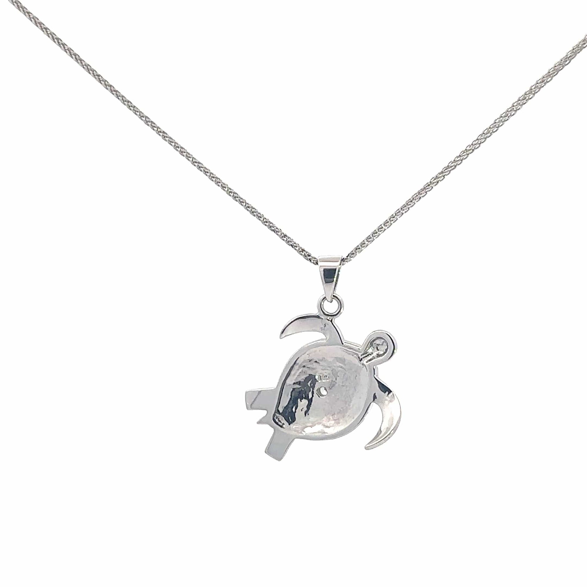 Baikalla Jewelry Gemstone Pendant Necklace Baikalla Sterling Silver Lab-Made Opal Turtle Bezel Pendant Necklace