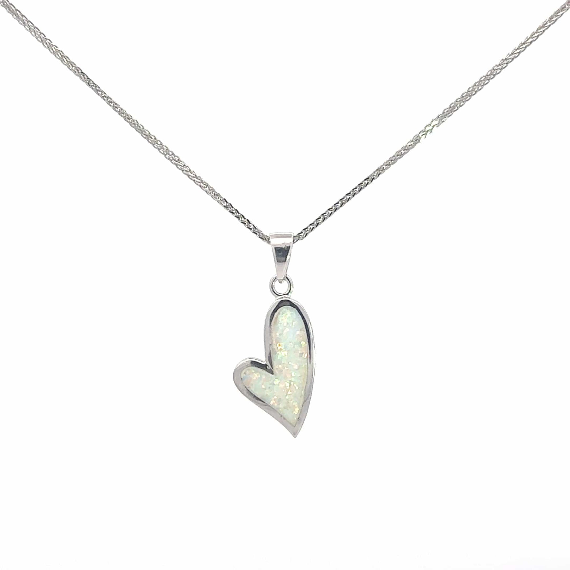 Baikalla Jewelry Gemstone Pendant Necklace Copy of Baikalla Sterling Silver Lab-Made Opal Heart Bezel Pendant Necklace