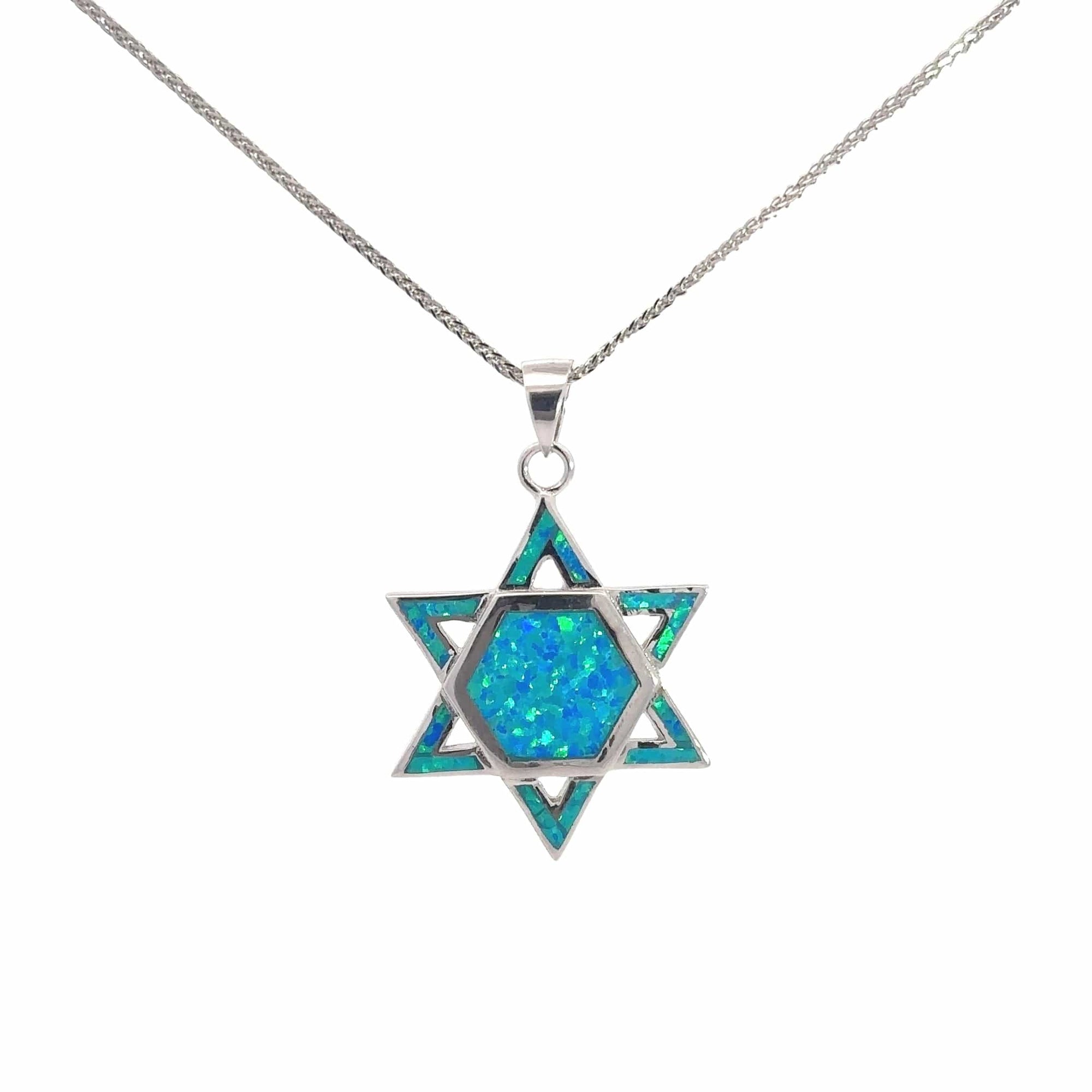 Baikalla Jewelry Gemstone Pendant Necklace Copy of Baikalla Sterling Silver Lab-Made Opal Star of David Pendant Necklace