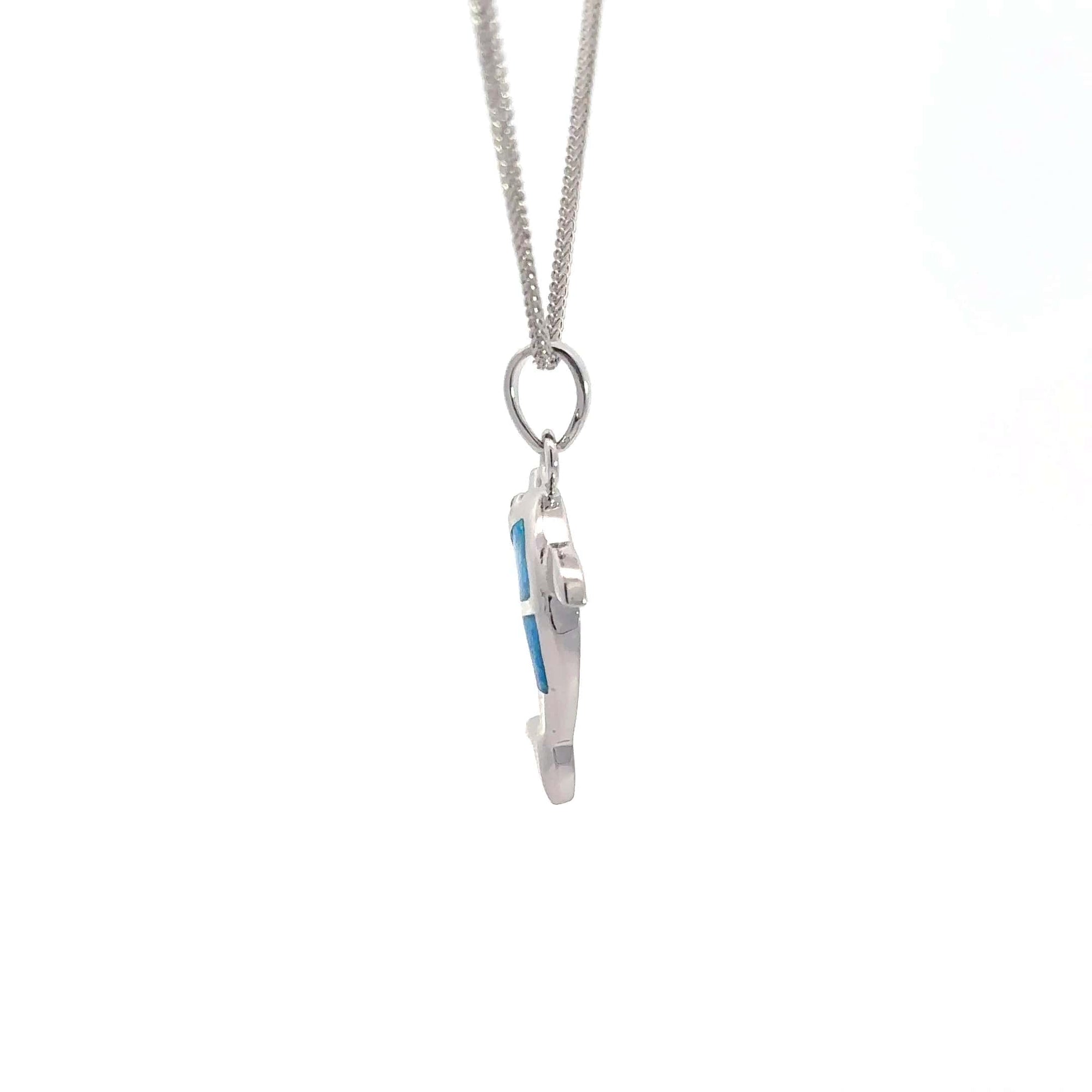 Baikalla Jewelry Gemstone Pendant Necklace Baikalla Sterling Silver Lab-Made Opal Dolphin Pendant Necklace