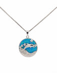 Baikalla Jewelry Gemstone Pendant Necklace Baikalla Sterling Silver Lab-Made Opal Star Dolphin Bezel Pendant Necklace