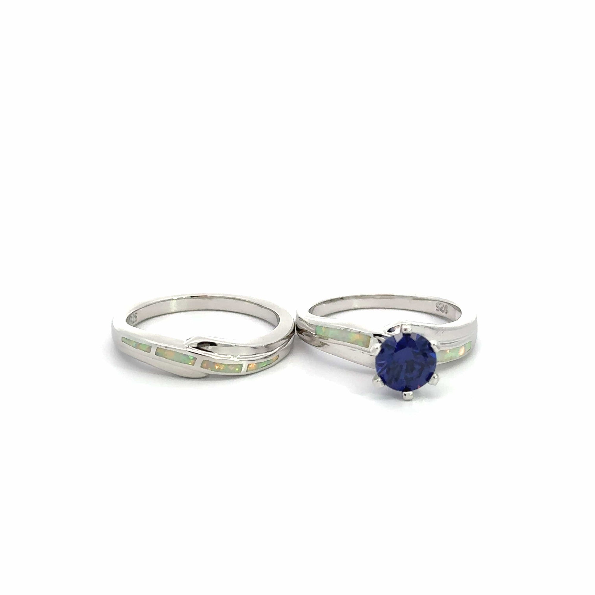 Baikalla Jewelry Sterling Silver Opal Ring Baikalla™ Sterling Silver Lab Created Opal Promise Ring with Tanzanite