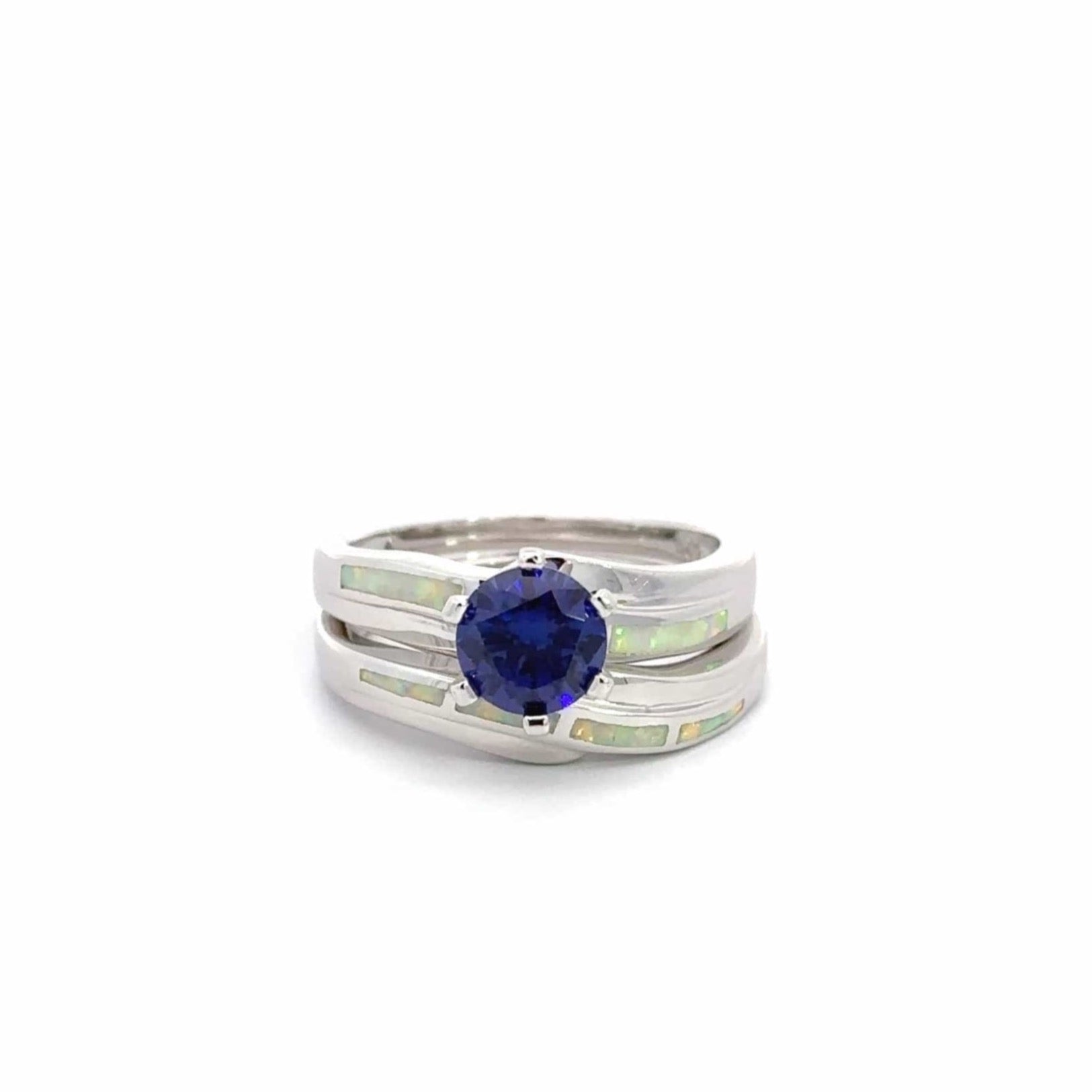 Baikalla Jewelry Sterling Silver Opal Ring Baikalla™ Sterling Silver Lab Created Opal Promise Ring with Tanzanite