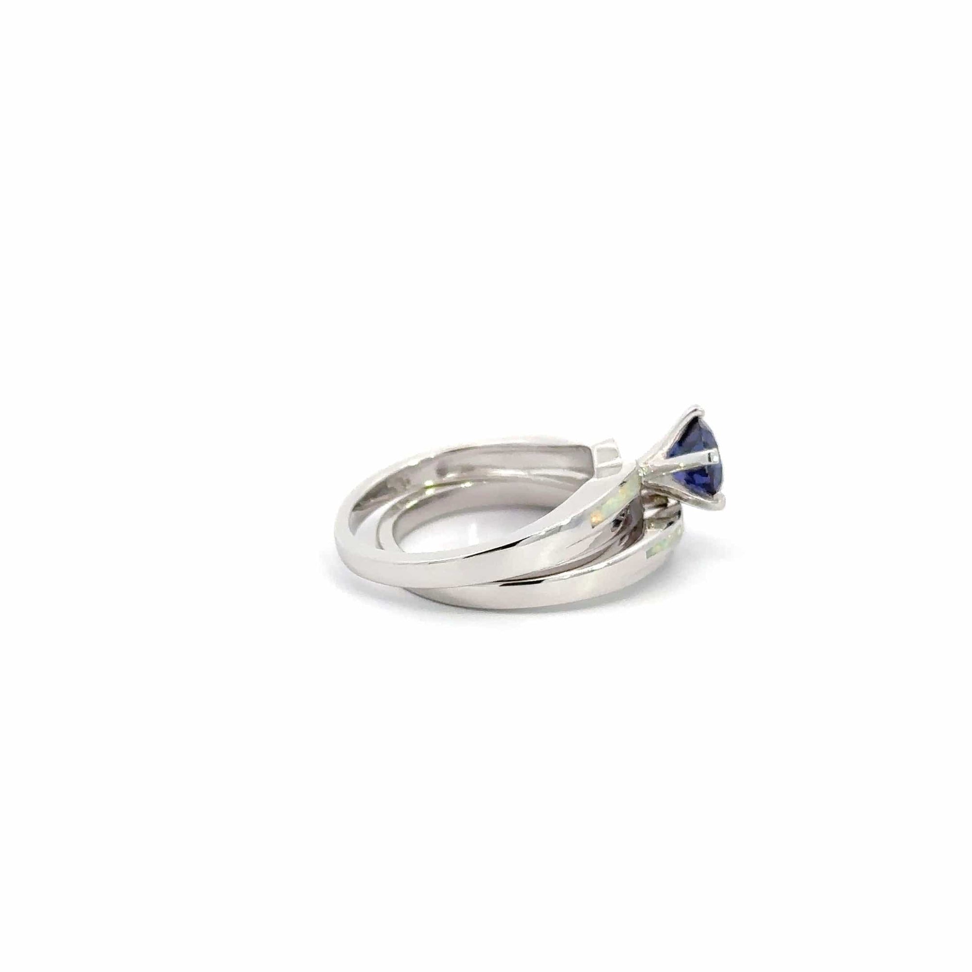 Baikalla Jewelry Sterling Silver Opal Ring Baikalla™ Sterling Silver Lab Created Opal Promise Ring with Tanzanite