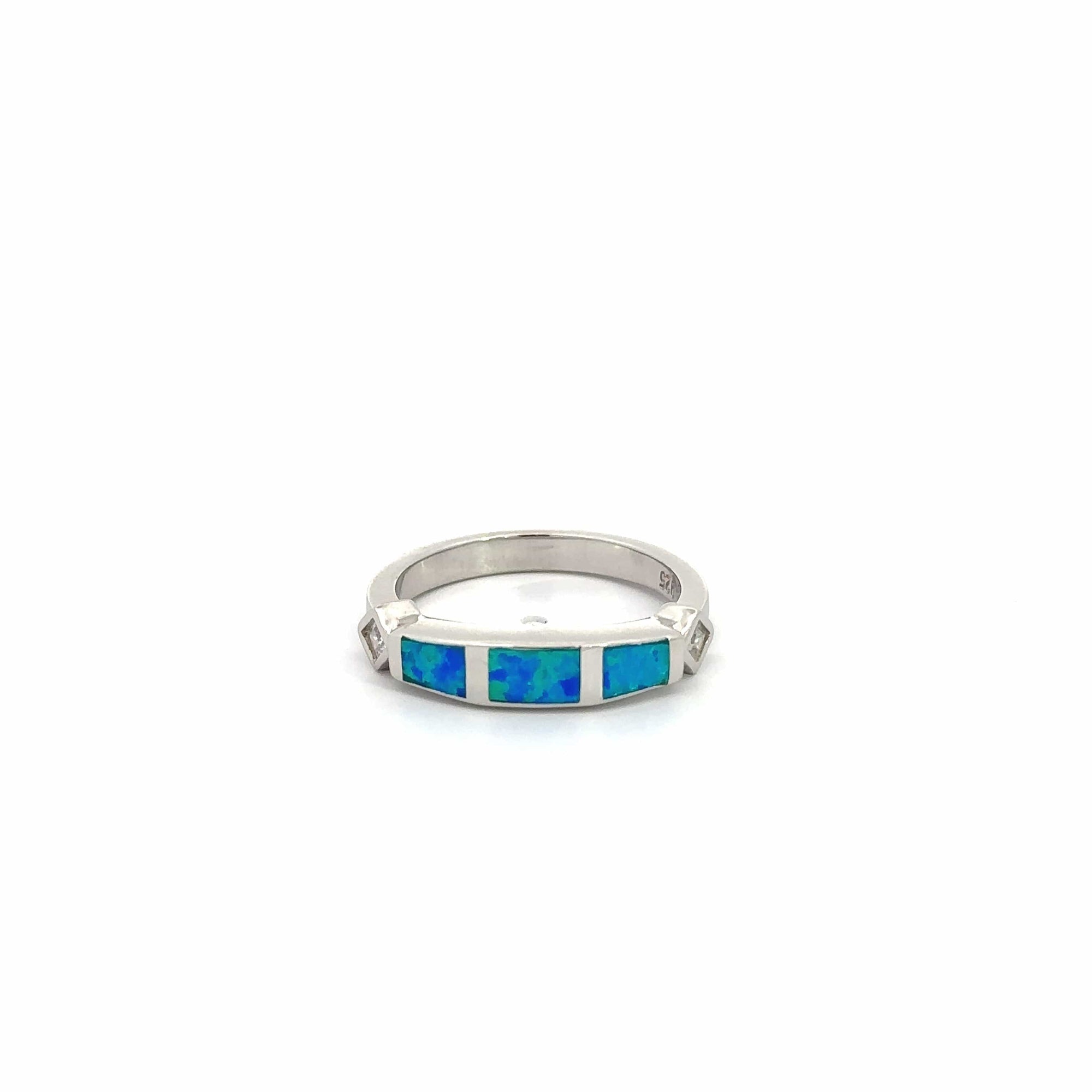 Baikalla Jewelry Sterling Silver Opal Ring Baikalla™ Sterling Silver Lab Created Opal Promise Ring with Tanzanite