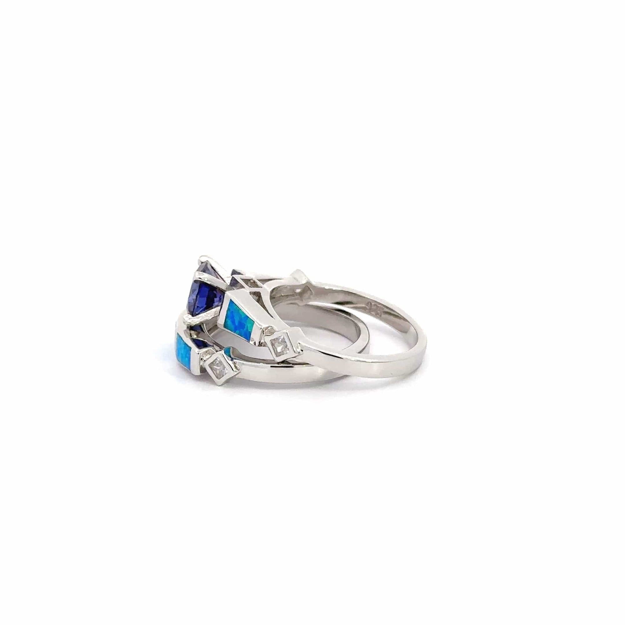 Baikalla Jewelry Sterling Silver Opal Ring Baikalla™ Sterling Silver Lab Created Opal Promise Ring with Tanzanite