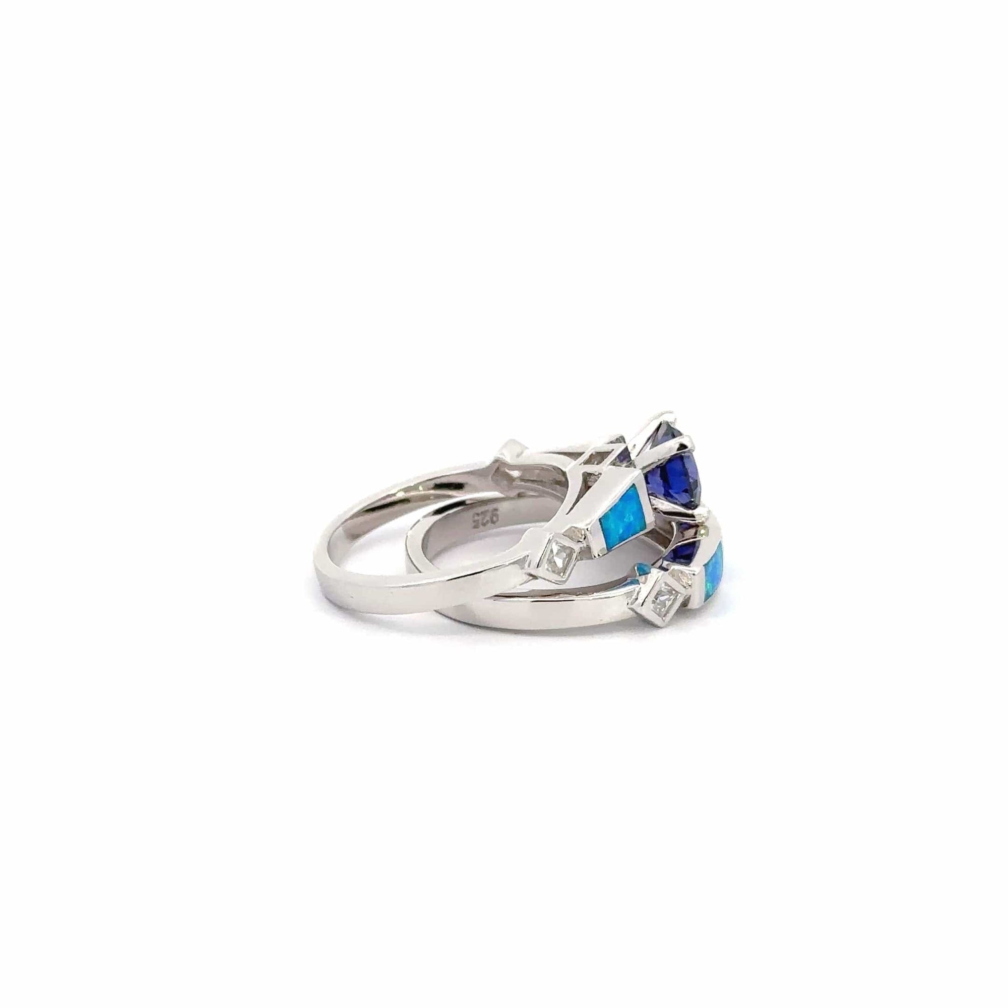 Baikalla Jewelry Sterling Silver Opal Ring Baikalla™ Sterling Silver Lab Created Opal Promise Ring with Tanzanite