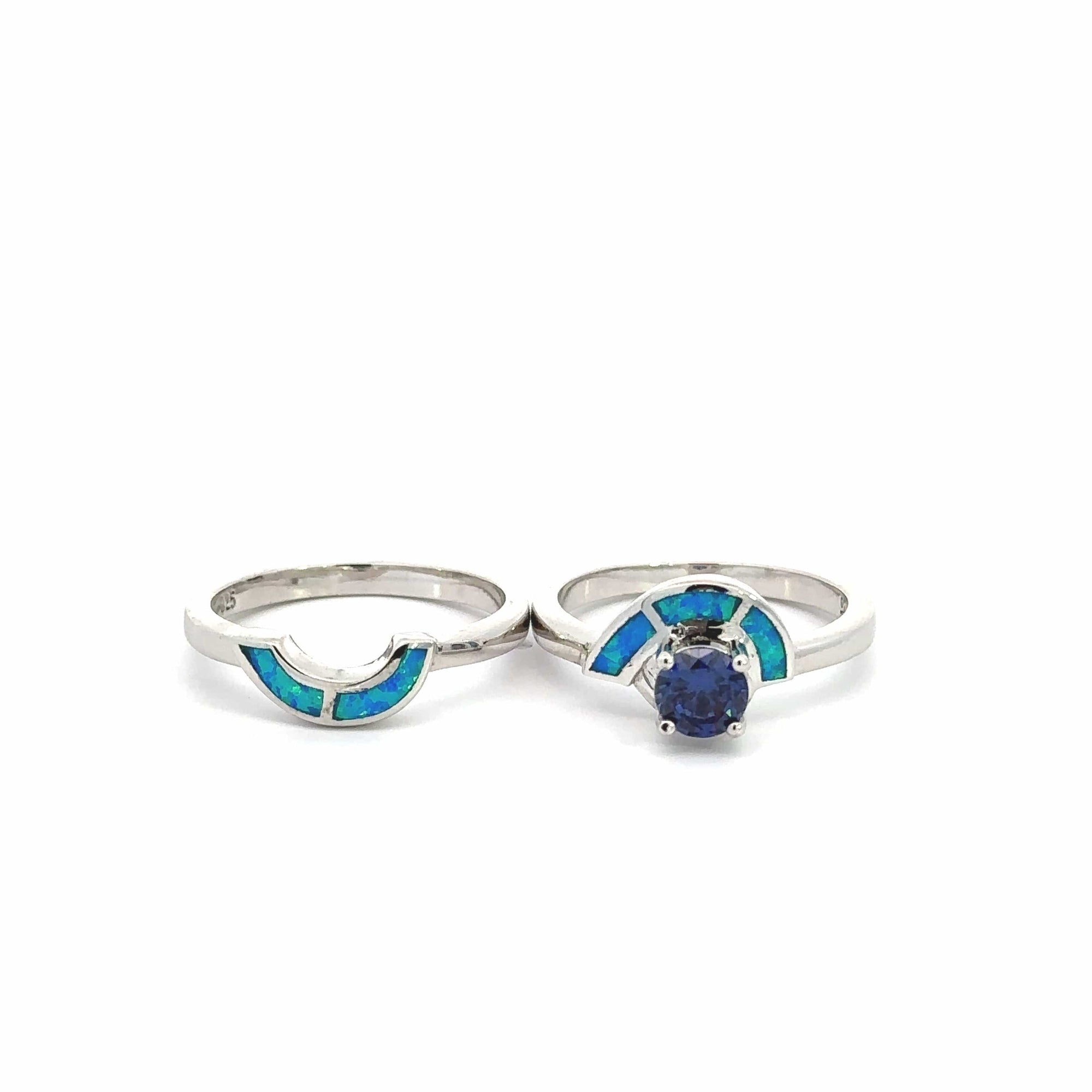 Baikalla Jewelry Sterling Silver Opal Ring Baikalla™ Sterling Silver Lab Created Opal Promise Ring with Tanzanite