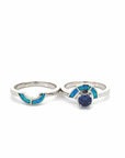 Baikalla Jewelry Sterling Silver Opal Ring Baikalla™ Sterling Silver Lab Created Opal Promise Ring with Tanzanite