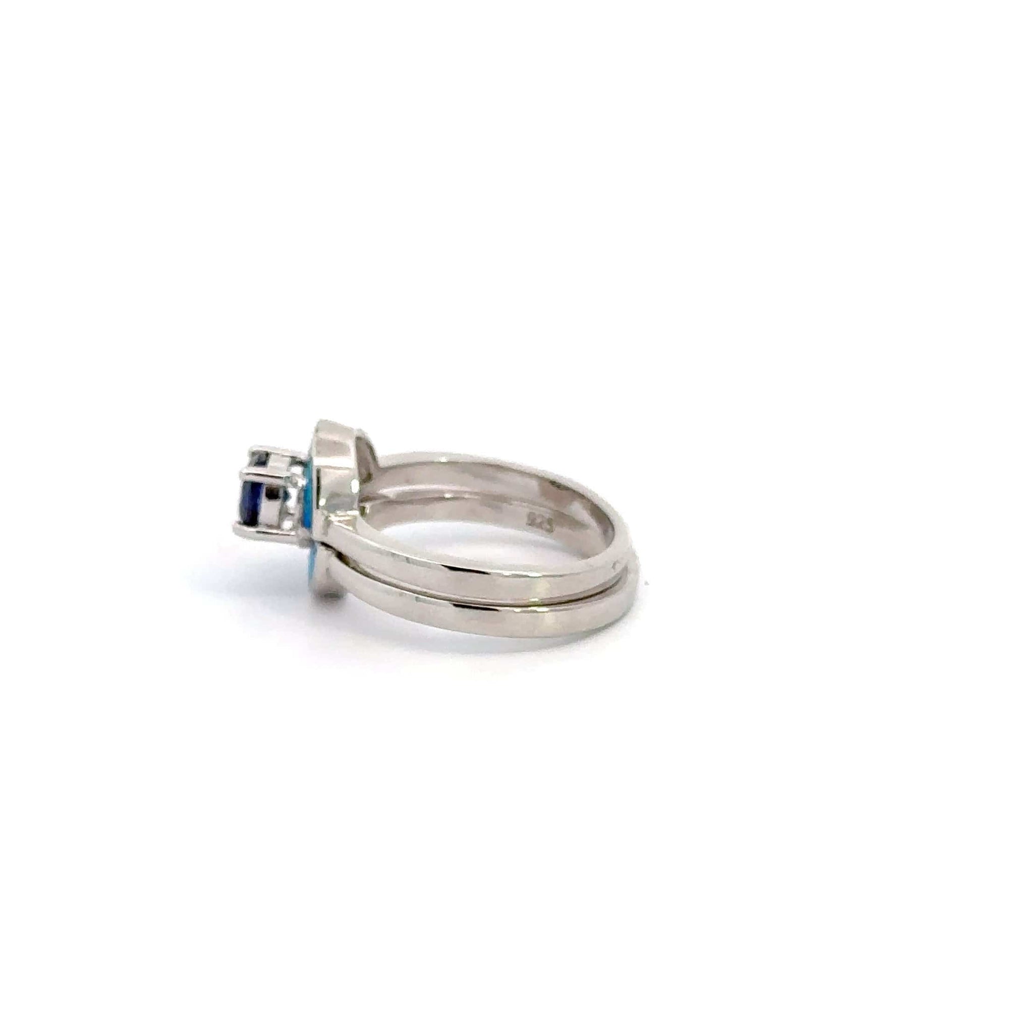 Baikalla Jewelry Sterling Silver Opal Ring Baikalla™ Sterling Silver Lab Created Opal Promise Ring with Tanzanite