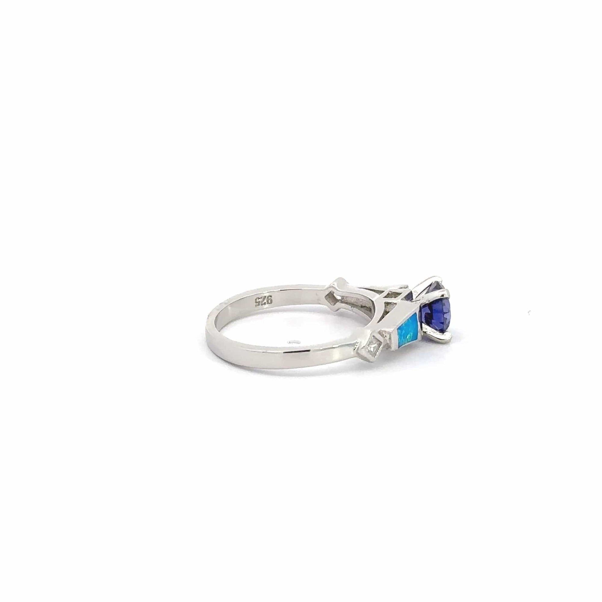 Baikalla Jewelry Sterling Silver Opal Ring Baikalla™ Sterling Silver Lab Created Opal Promise Ring with Tanzanite