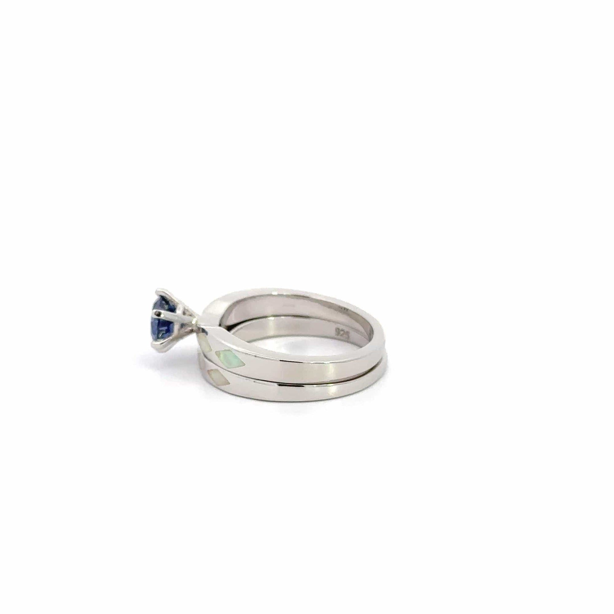 Baikalla Jewelry Sterling Silver Opal Ring Baikalla™ Sterling Silver Lab Created Opal Promise Ring with Tanzanite