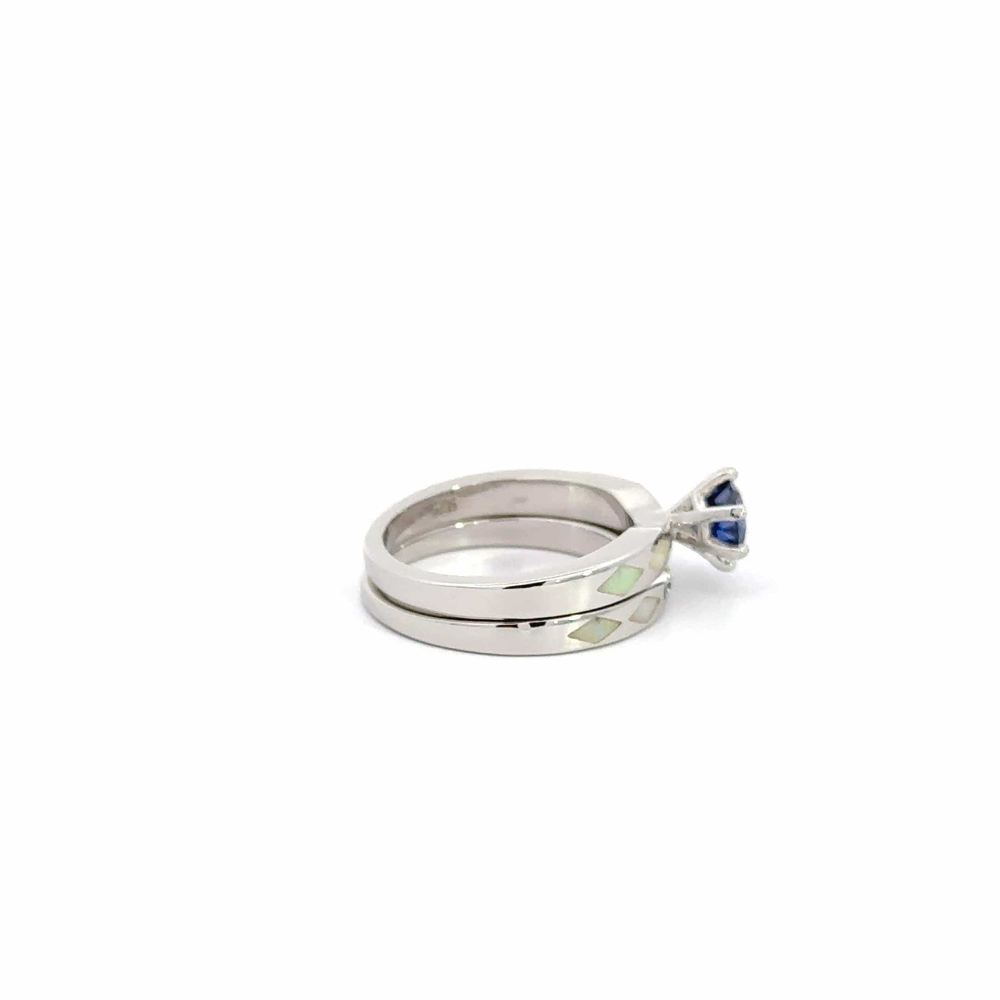 Baikalla Jewelry Sterling Silver Opal Ring Baikalla™ Sterling Silver Lab Created Opal Promise Ring with Tanzanite