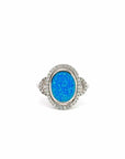 Baikalla Jewelry Sterling Silver Opal Ring Baikalla™ Sterling Silver Lab-Created Antique Style Opal Ring