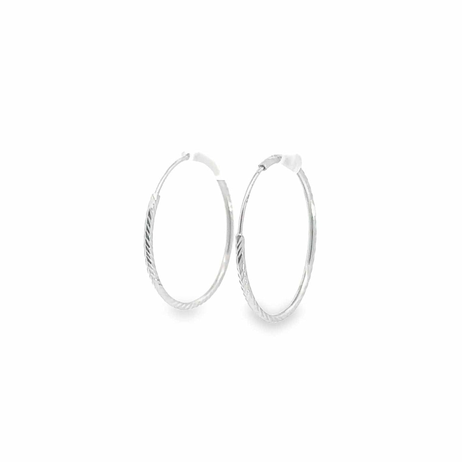 Baikalla Jewelry Silver Gemstone Earrings Baikalla 18k White Gold Dangle Diamond Cut Hoop Earrings