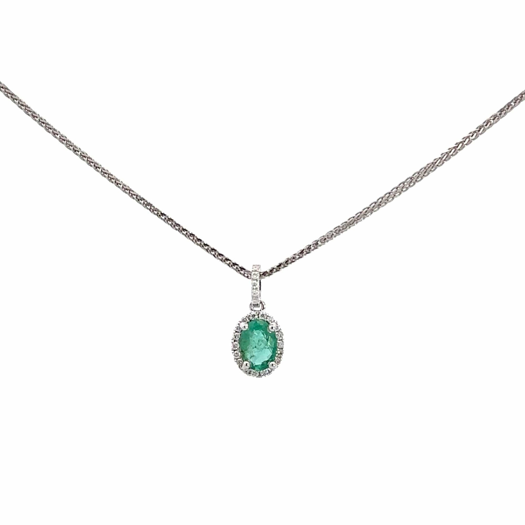 Baikalla Jewelry Gold Aquamarine Necklace 14k White Gold Natural Emerald Pendant Necklace