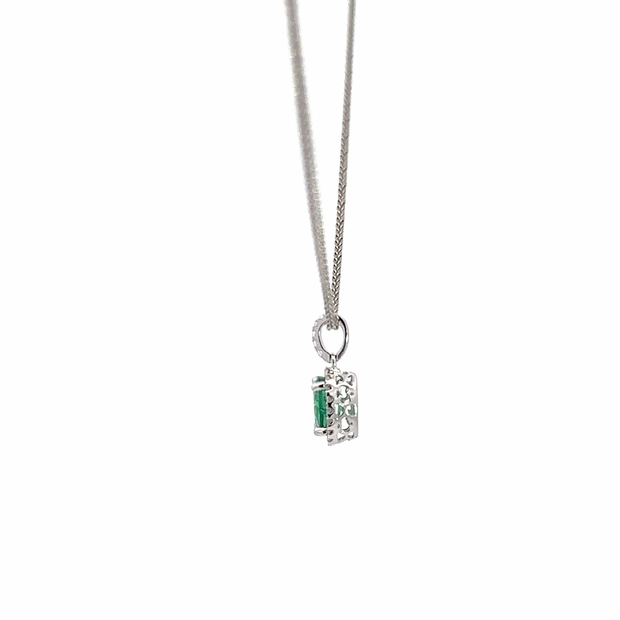 Baikalla Jewelry Gold Aquamarine Necklace 14k White Gold Natural Emerald Pendant Necklace