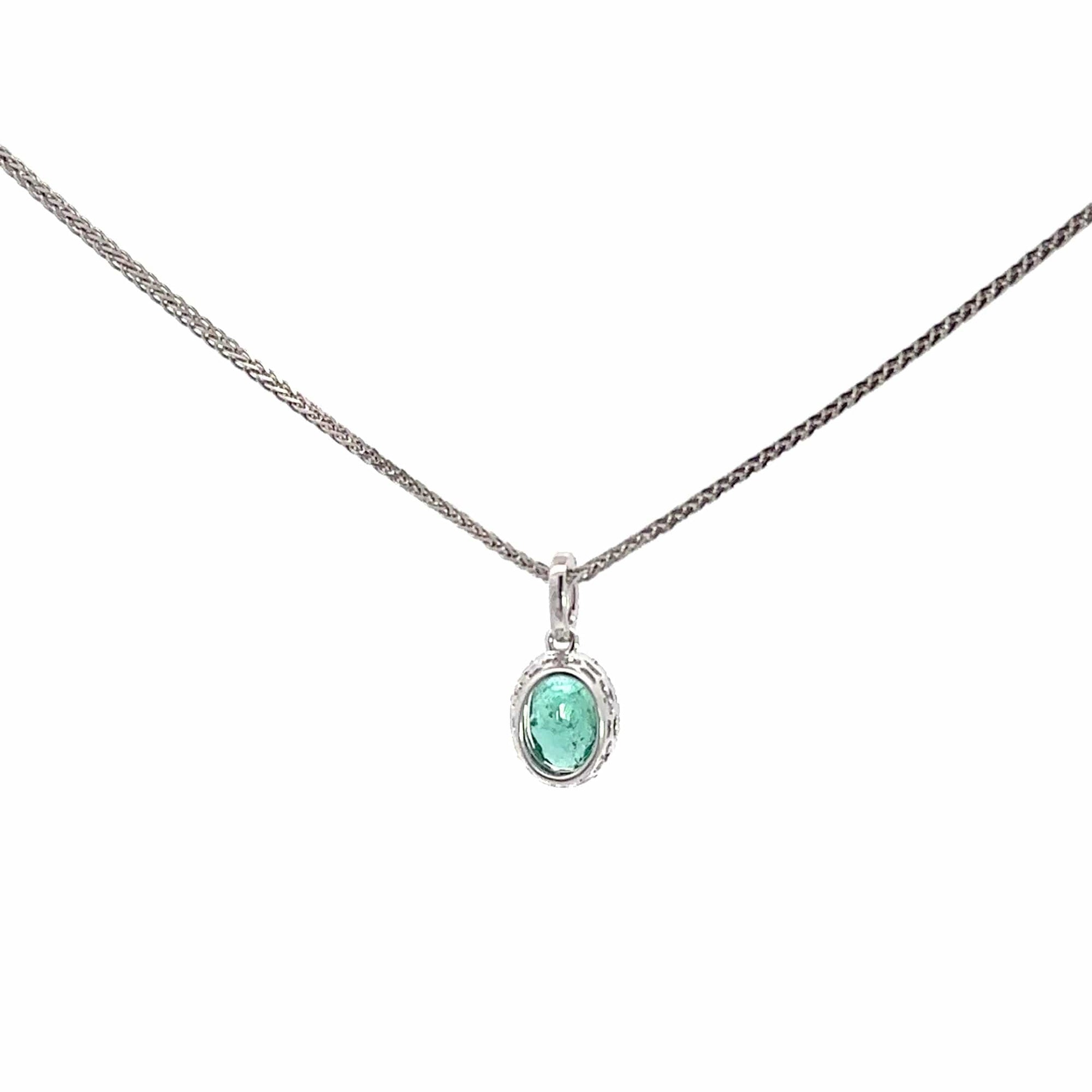 Baikalla Jewelry Gold Aquamarine Necklace 14k White Gold Natural Emerald Pendant Necklace