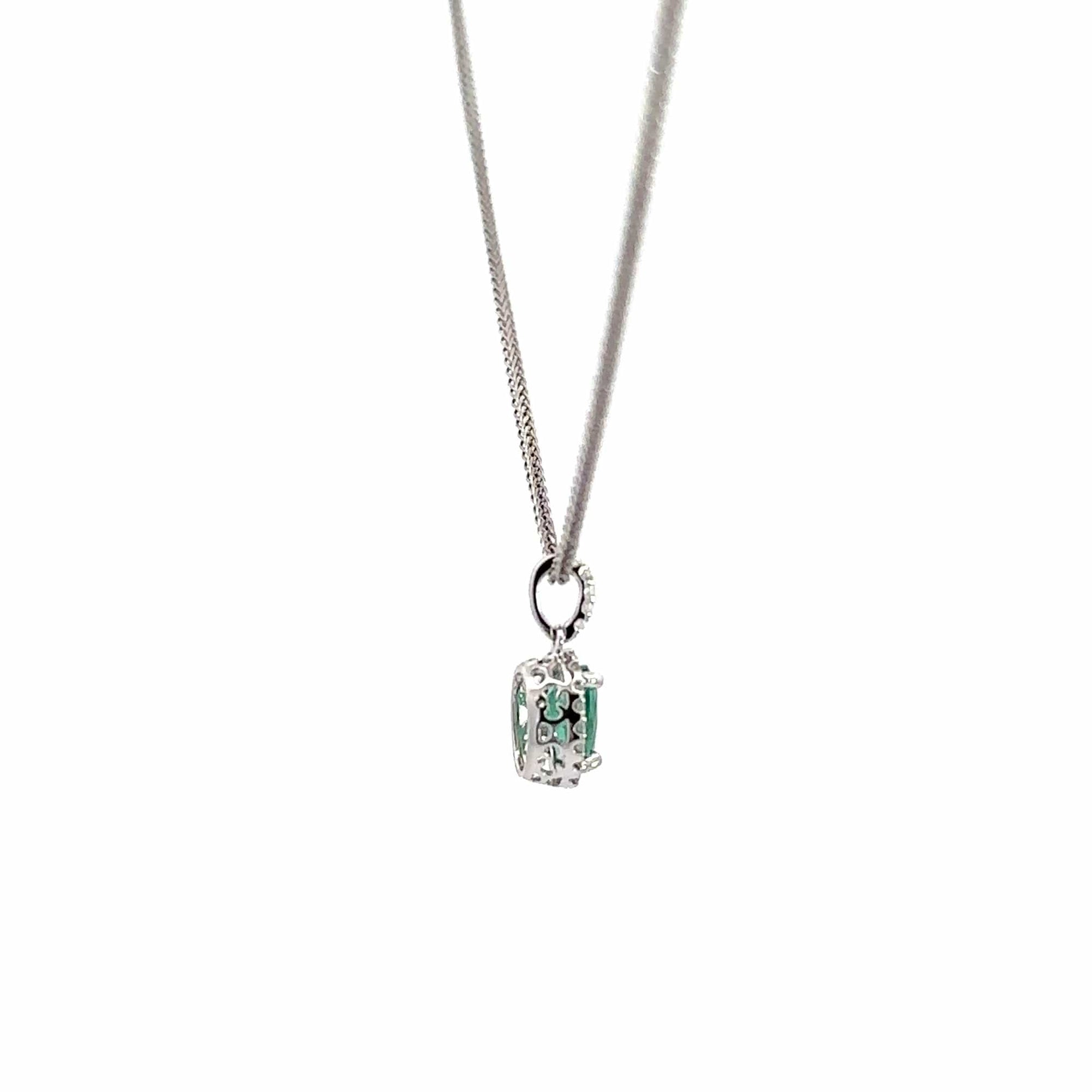 Baikalla Jewelry Gold Aquamarine Necklace 14k White Gold Natural Emerald Pendant Necklace