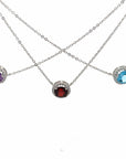 Baikalla Jewelry Silver Amethyst Necklace Baikalla™ Classic Sterling Silver Natural Amethyst Garnet Topaz Necklace With CZ