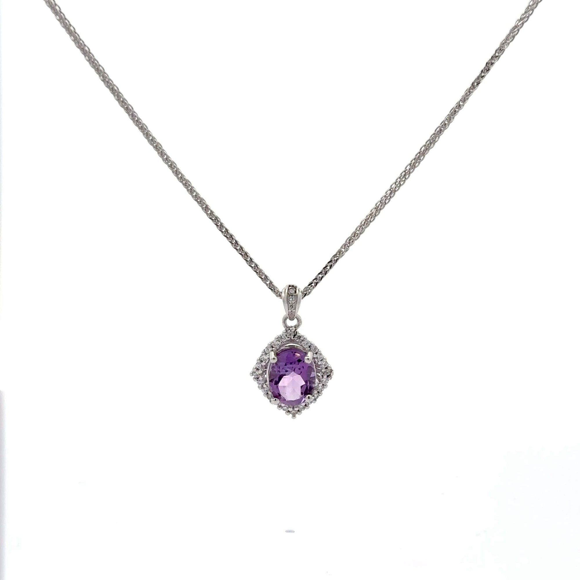 Baikalla Jewelry Silver Amethyst Necklace Amethyst Baikalla™ Classic Oval Sterling Silver Natural Amethyst Citrine Garnet Topaz Necklace With CZ