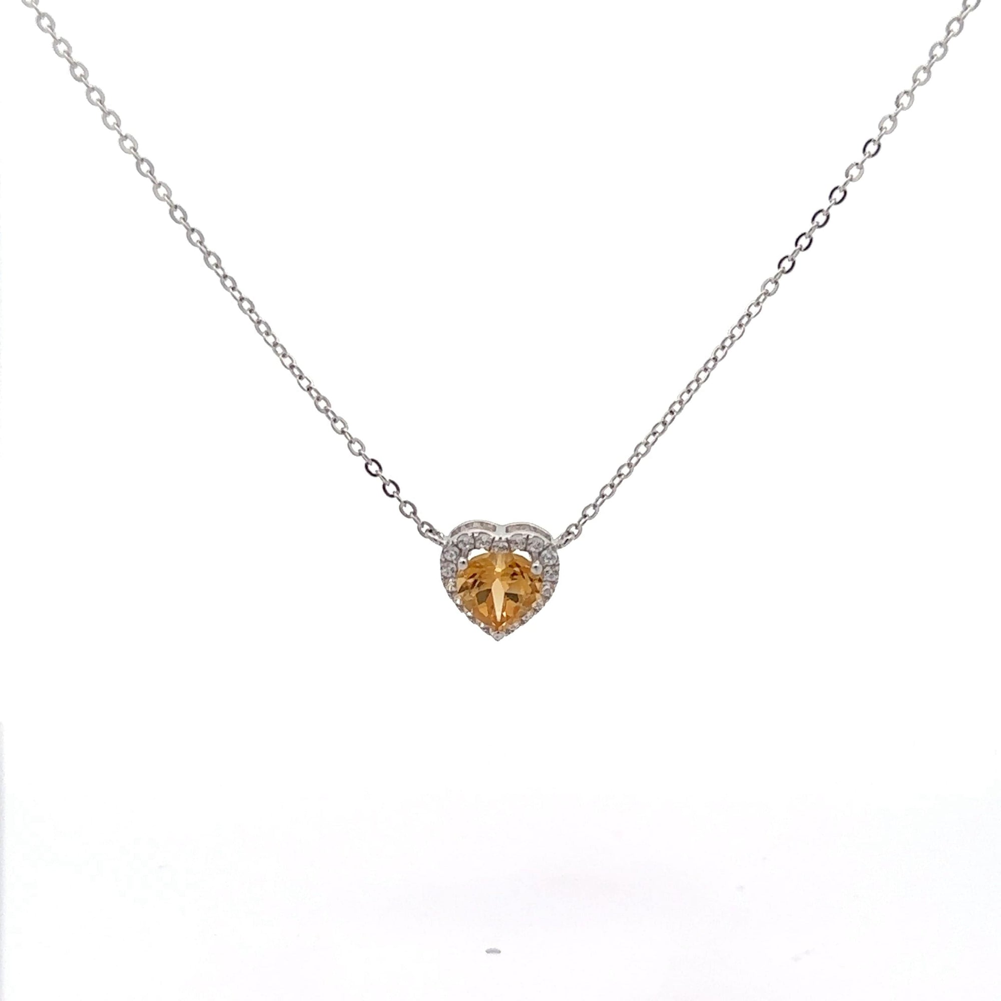 Baikalla Jewelry Silver Amethyst Necklace Citrine Baikalla™ Classic Heart Sterling Silver Natural Amethyst Citrine Topaz Necklace With CZ