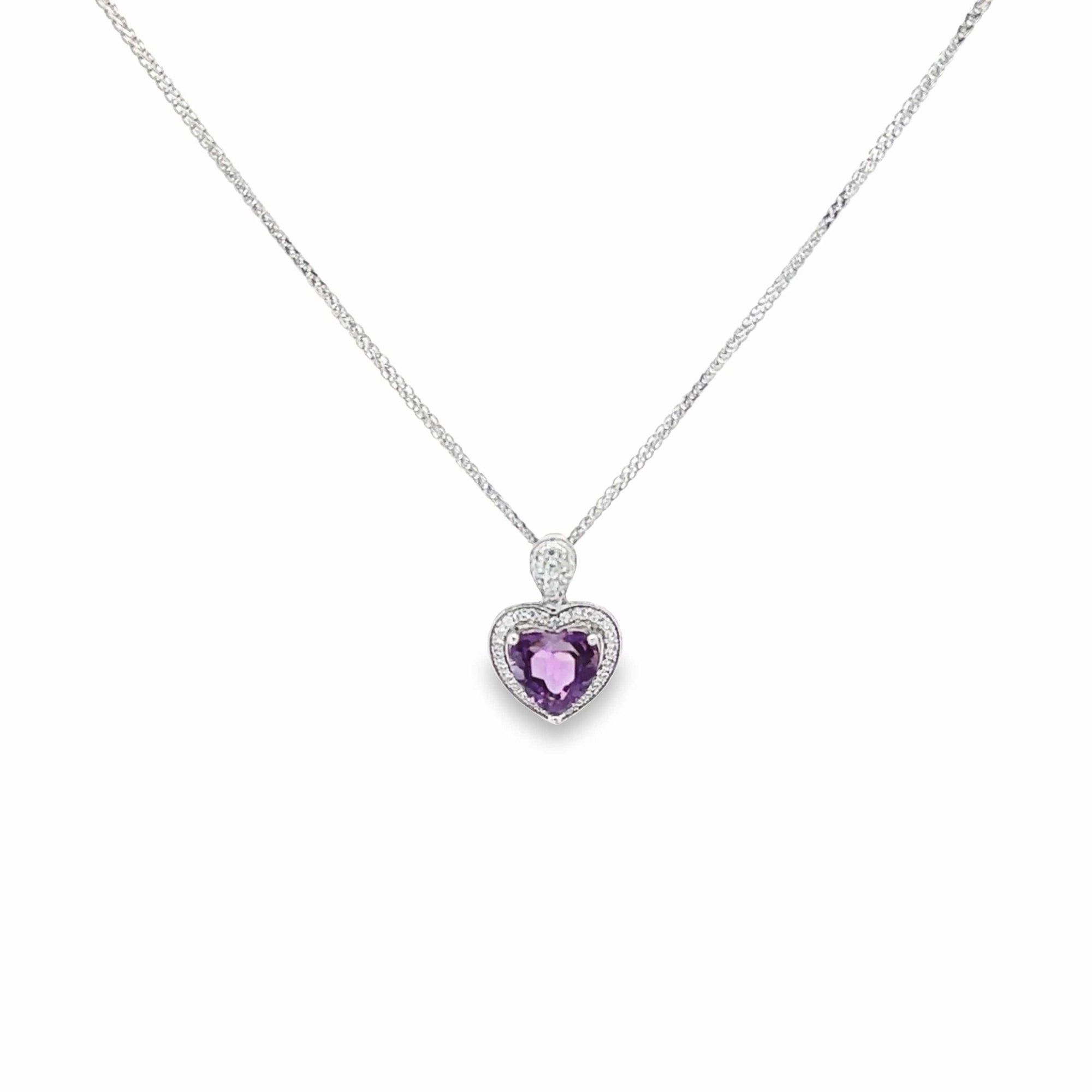 Baikalla Jewelry Silver Amethyst Necklace Amethyst Baikalla™ Classic Heart Sterling Silver Natural Amethyst Citrine Garnet Necklace With CZ