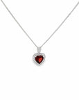 Baikalla Jewelry Silver Amethyst Necklace Garnet Baikalla™ Classic Heart Sterling Silver Natural Amethyst Citrine Garnet Necklace With CZ