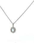 Baikalla Jewelry Silver Topaz Necklace Sterling Silver Natural Topaz Large Pendant Necklace With CZ