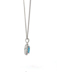 Baikalla Jewelry Silver Topaz Necklace Sterling Silver Natural Topaz Large Pendant Necklace With CZ