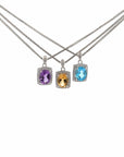 Baikalla Jewelry Silver Amethyst Necklace Baikalla™ Classic Sterling Silver Natural Amethyst Citrine Topaz Necklace With CZ