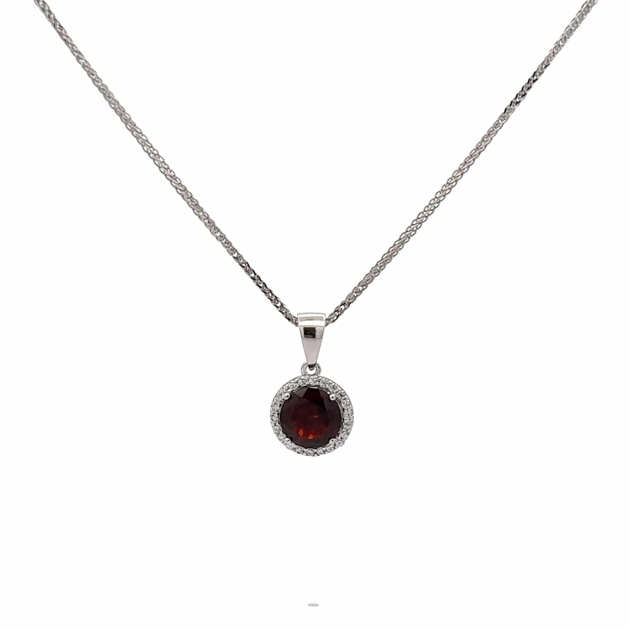 Baikalla Jewelry Silver Amethyst Necklace Garnet Baikalla™ Classic Sterling Silver Natural Amethyst Citrine Garnet Necklace With CZ