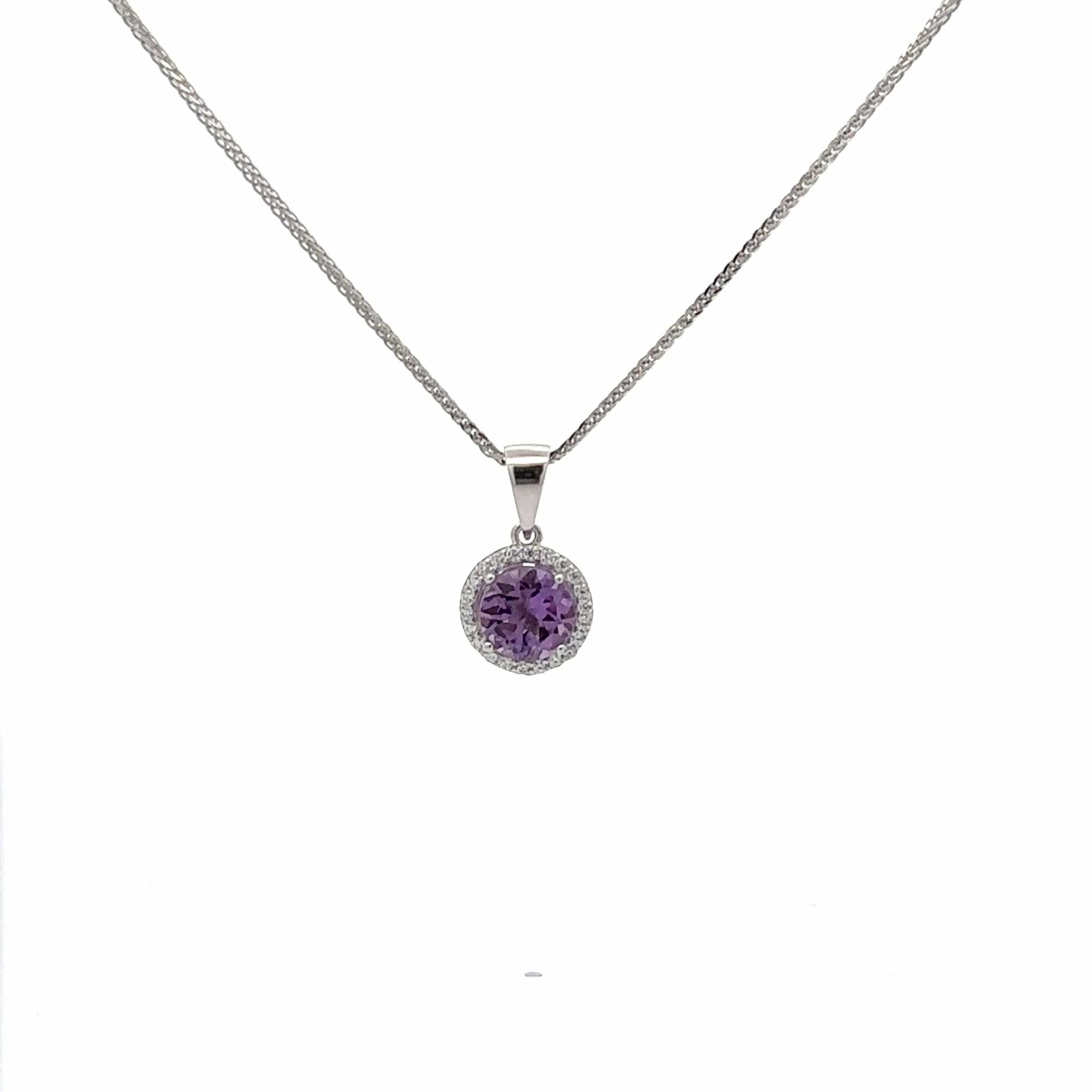 Baikalla Jewelry Silver Amethyst Necklace Amethyst Baikalla™ Classic Sterling Silver Natural Amethyst Citrine Garnet Necklace With CZ