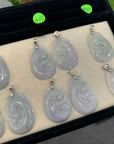 Baikalla 299 Natural Untreated Grade-A Jadeite Jade "Ru Yi" Necklace W/ Sterling Silver Bail