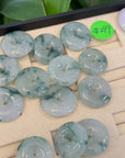 Baikalla Natural Untreated Grade-A Jadeite Jade "Ping An Kou" Protection Button Necklace W/ Sterling Silver Bail