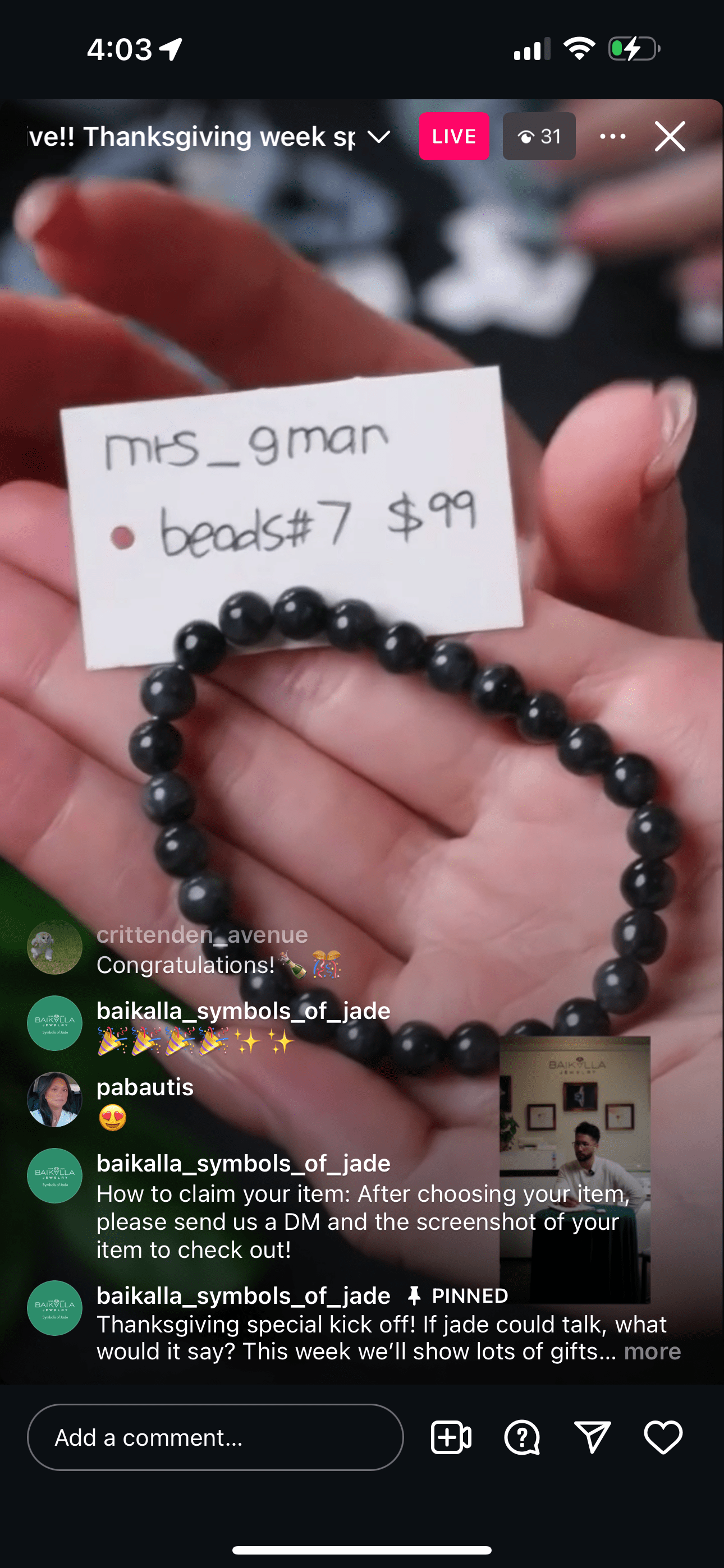 Baikalla IG Live "Natural Burmese Jadeite Jade Beaded Bracelet" (Live Pick) (11/23/24)