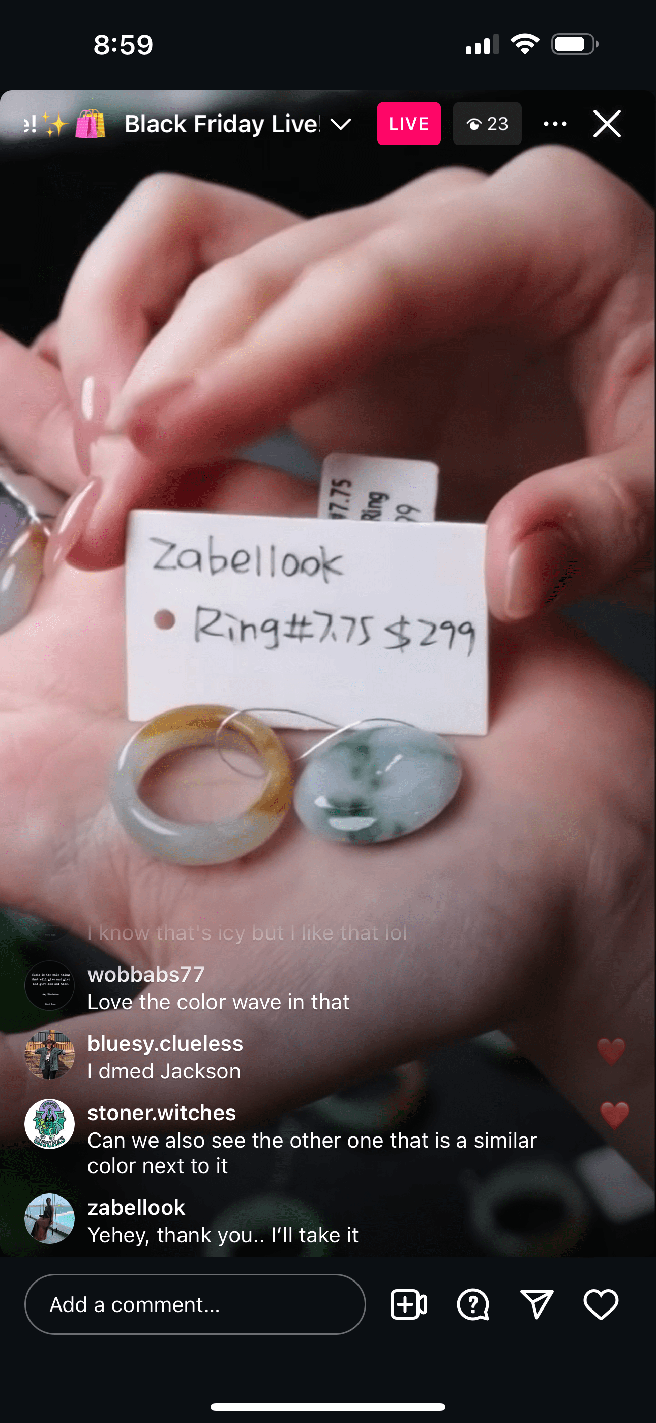 Baikalla IG Live "Natural Icy Yellow Jadeite Jade Solid Ring #7.75" (Live Pick) (11/29/24)