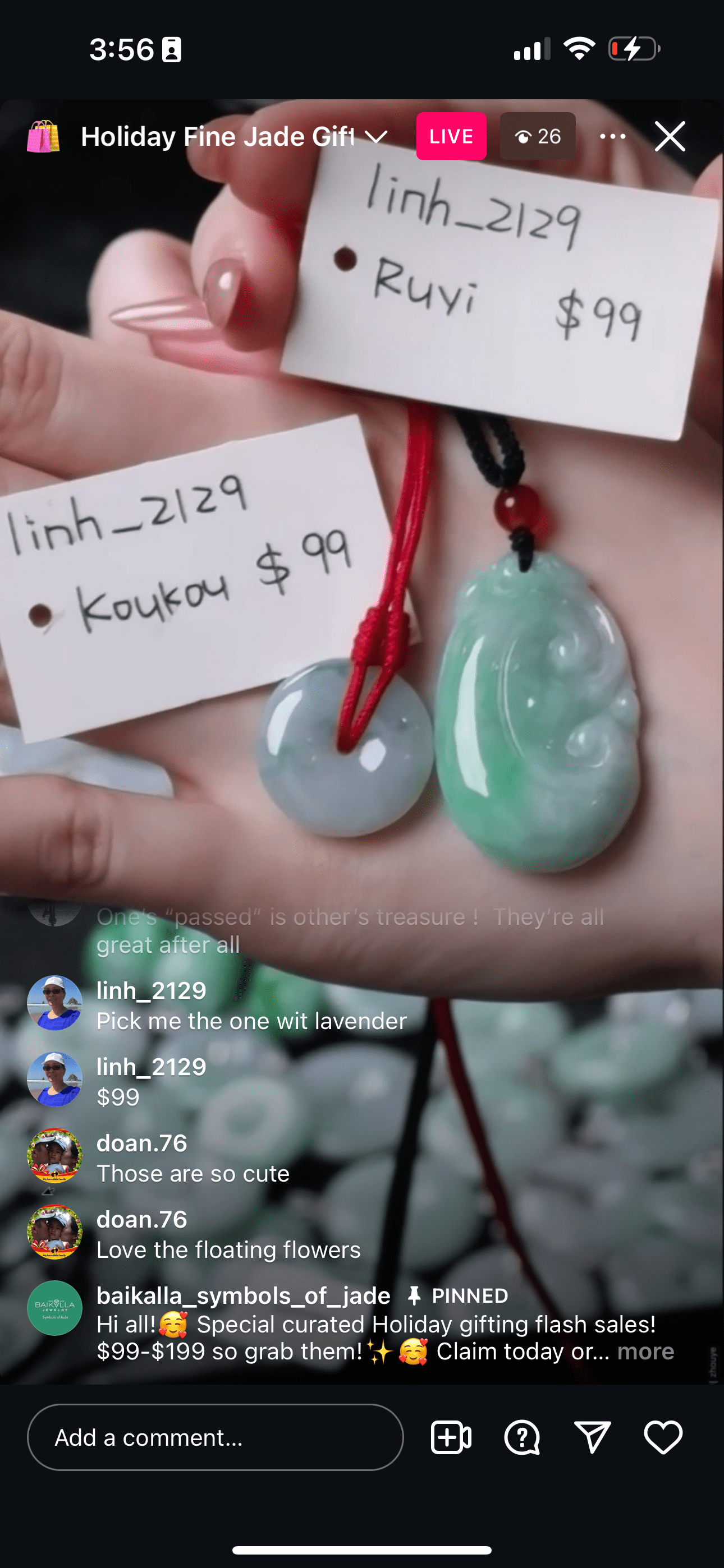 Baikalla "Natural Apple Green Jadeite Jade RuYi  & Kou Kou" (Live Pick) (12/09/24)