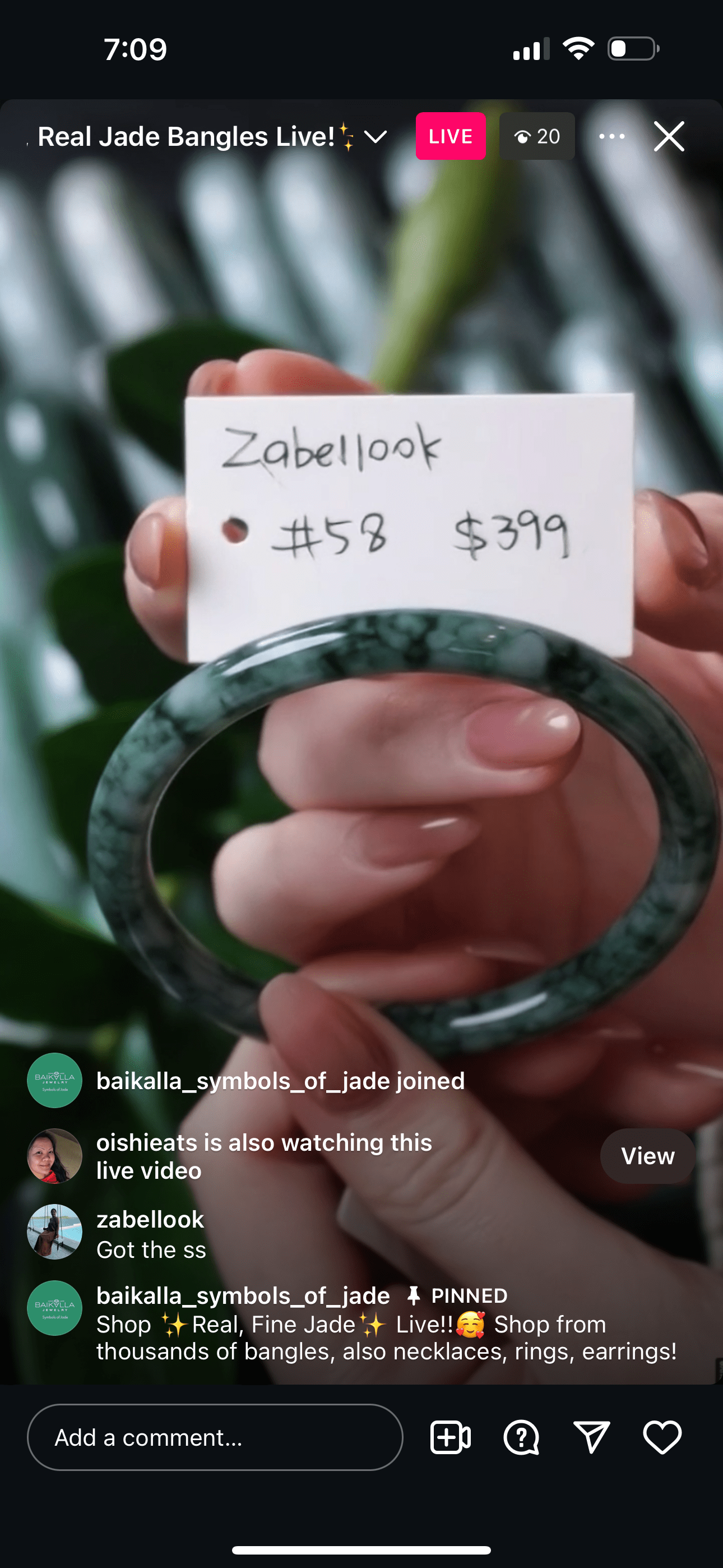 Baikalla IG Live "Deeper Blue Green Natural Jadeite Jade Petite Traditional Bangle" (Live Pick) (12/17/24)