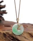 Baikalla Jewelry Gold Jadeite Pendant 18k Rose Gold Genuine Burmese Jadeite Constellation (Scorpio) Necklace Pendant