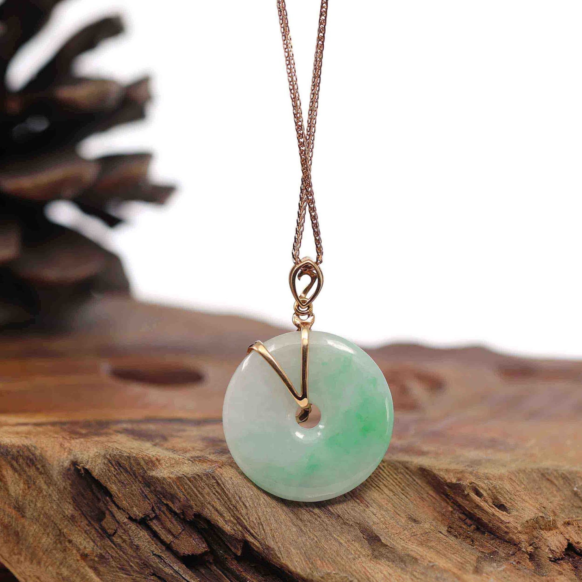 Baikalla Jewelry Gold Jadeite Pendant 18k Rose Gold Genuine Burmese Jadeite Constellation (Scorpio) Necklace Pendant