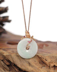 Baikalla Jewelry 18k Gold Jadeite Necklace Baikalla™ "Good Luck Birdie" 18k Rose Gold Genuine Burmese Jadeite Lucky Kou Kou Pendant Necklace With Ruby and Diamond