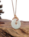 Baikalla Jewelry 18k Gold Jadeite Necklace Pendant Only Baikalla™ "Good Luck Birdie" 18k Rose Gold Genuine Burmese Jadeite Lucky Kou Kou Pendant Necklace With Ruby and Diamond